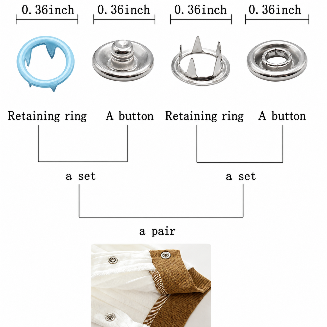9.5mm Color Prong Snap Buttons Kit with Hand Press Pliers for Clothing DIY Crafts