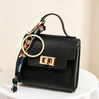 Hot Sales 🔥👜Mini Square Bag Pendant Keychain💕 - High Quality Leather with Colorful Strap