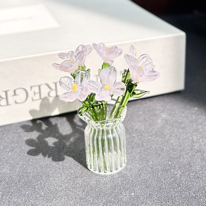 🏺 Handcrafted Mini Glass Flower Set | 7 Flowers & 1 Vase🌷 DIY Eternal Floral Desktop Ornament