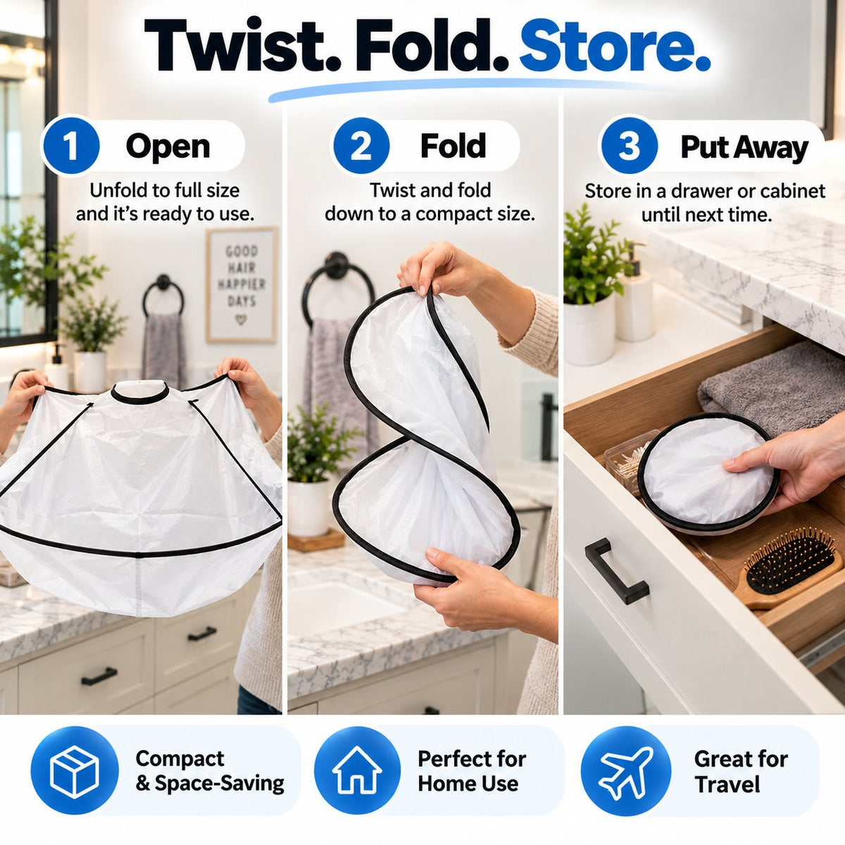 🔥 Limited-Time 49% OFF | ✂️ Foldable Hair Catcher Cape, Waterproof Haircut Cape