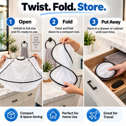 🔥 Limited-Time 49% OFF | ✂️ Foldable Hair Catcher Cape, Waterproof Haircut Cape