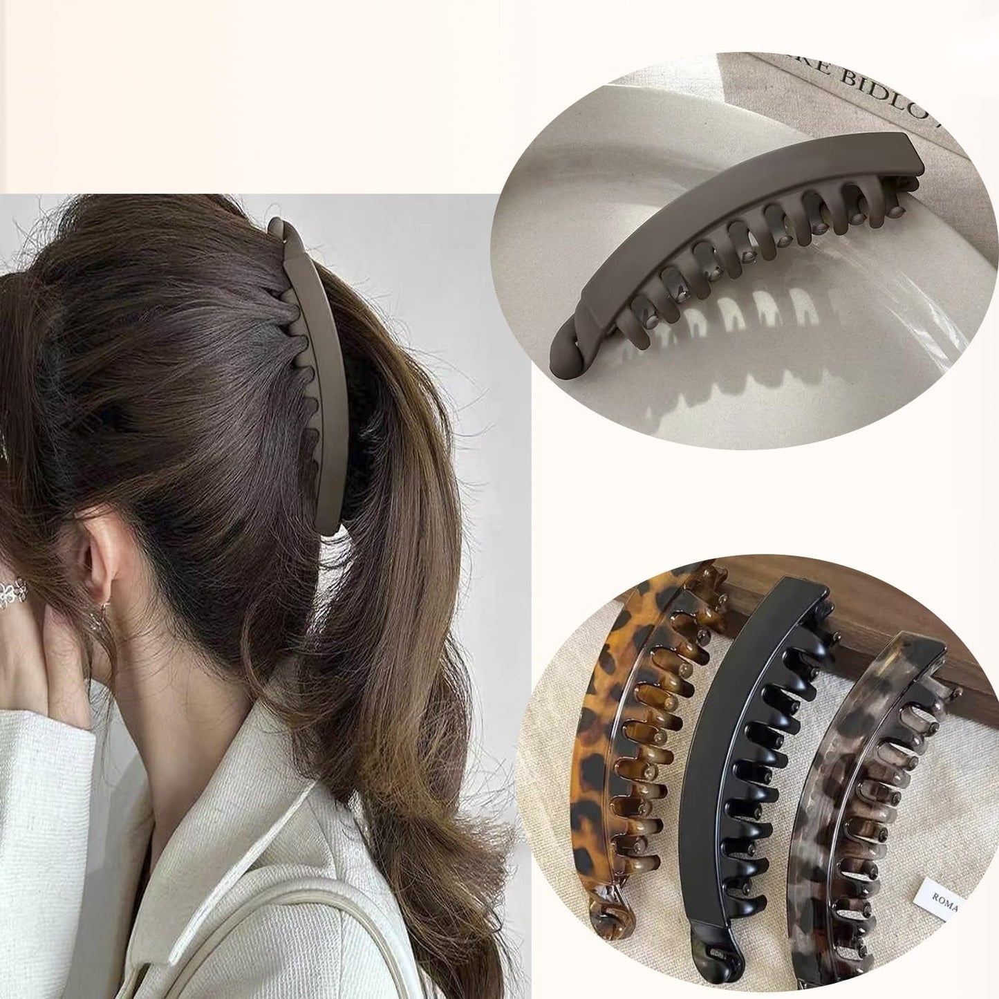 🔥HOT SALES✨Retro Banana Hair Clips 2 Pack | Non-Slip Ponytail Hair Barrette