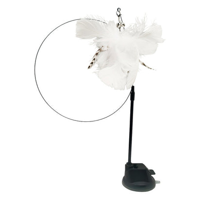⚡Best Seller🔥🐱Suction Cup Cat Toy Wand, Hands‑Free Interactive Feather Bird Teaser for Indoor Cats