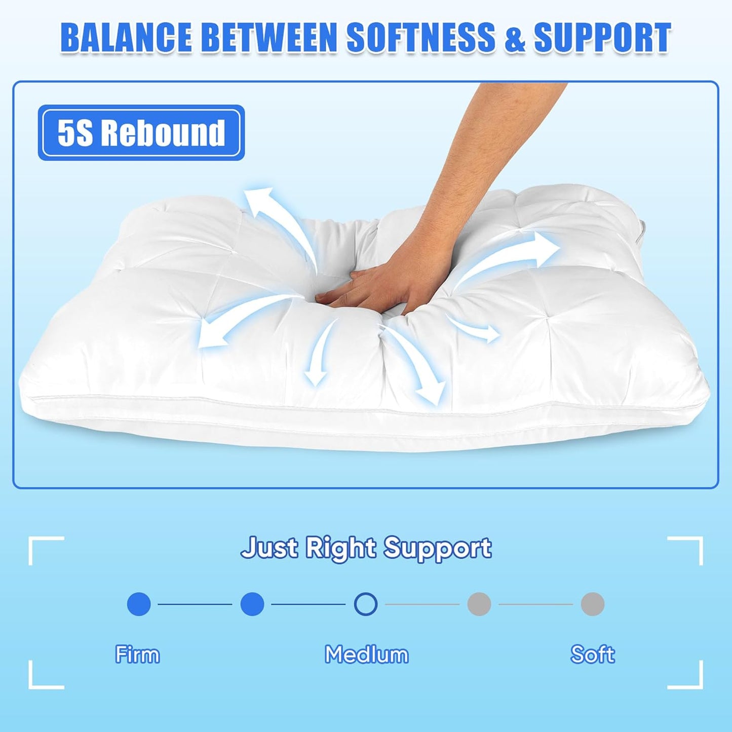 ☁️Dual Layer Cooling Fluffy Neck Support Bed Pillow Machine Washable