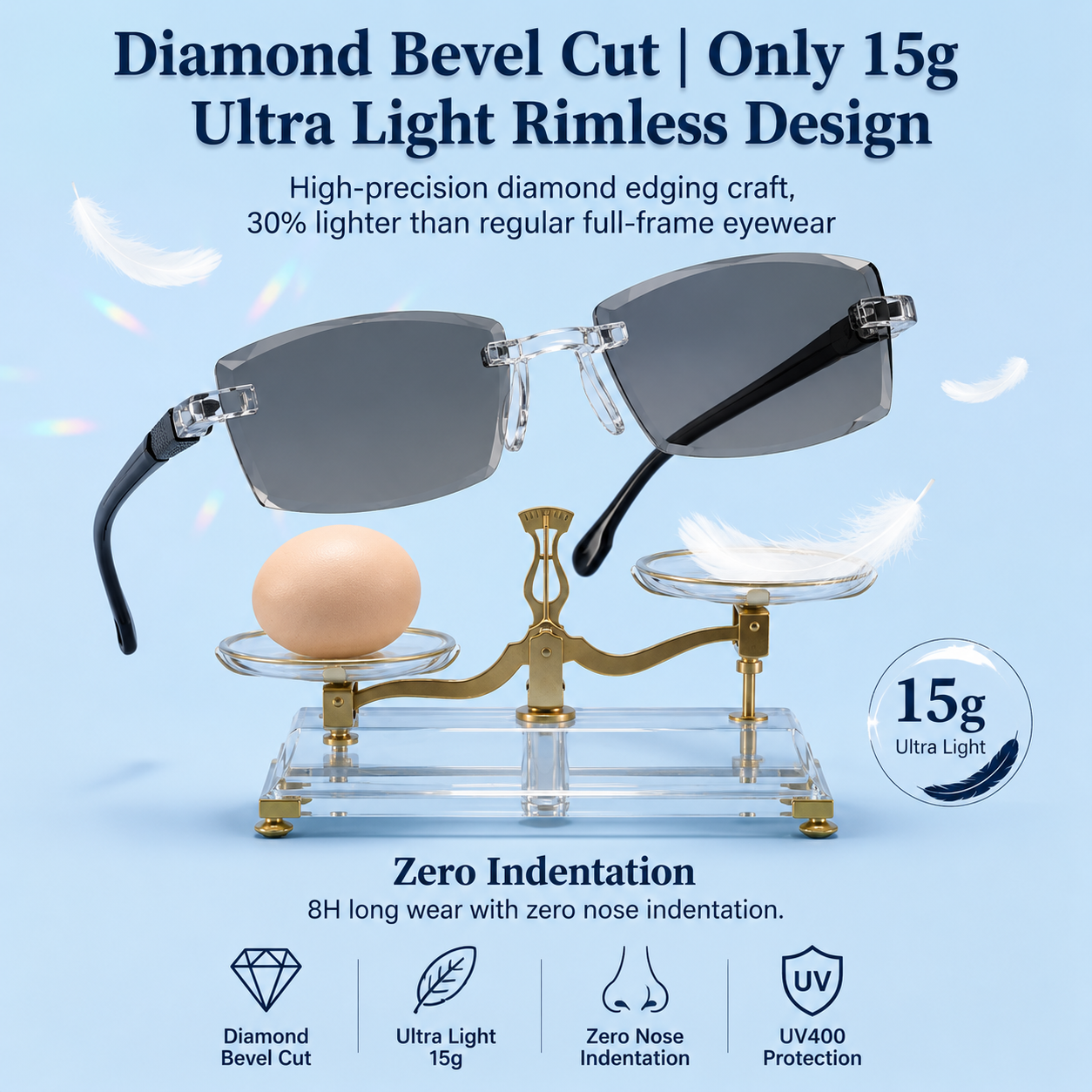 🔥 Limited-Time 49% OFF 👓 Rimless Photochromic Reading Glasses | 💎 Diamond-Cut Lightweight Design