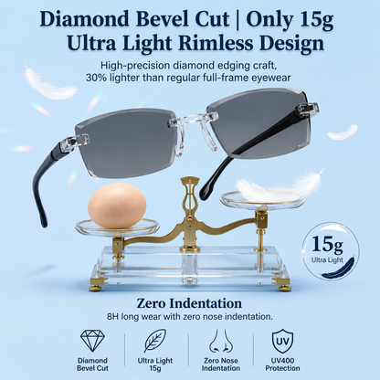 🔥 Limited-Time 49% OFF 👓 Rimless Photochromic Reading Glasses | 💎 Diamond-Cut Lightweight Design