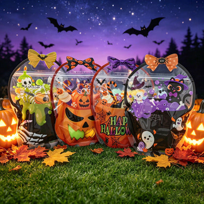🔥Limited Time 49% OFF - Halloween Favor Bags Transparent Pumpkin Sealed Pouches🍬