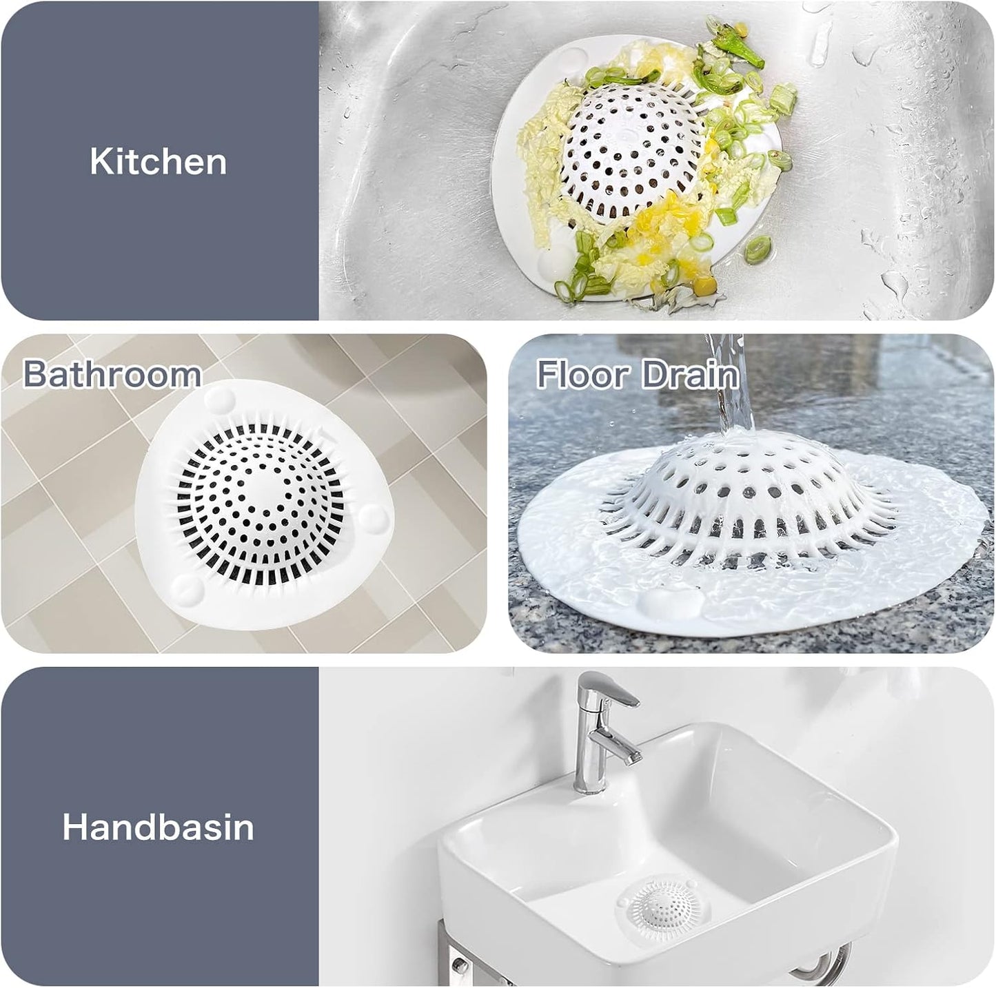 🔥LAST DAY 49% OFF🔥🚿 Convex Silicone Hair Catcher 🧼 with Suction Cups, Reusable Drain Filter
