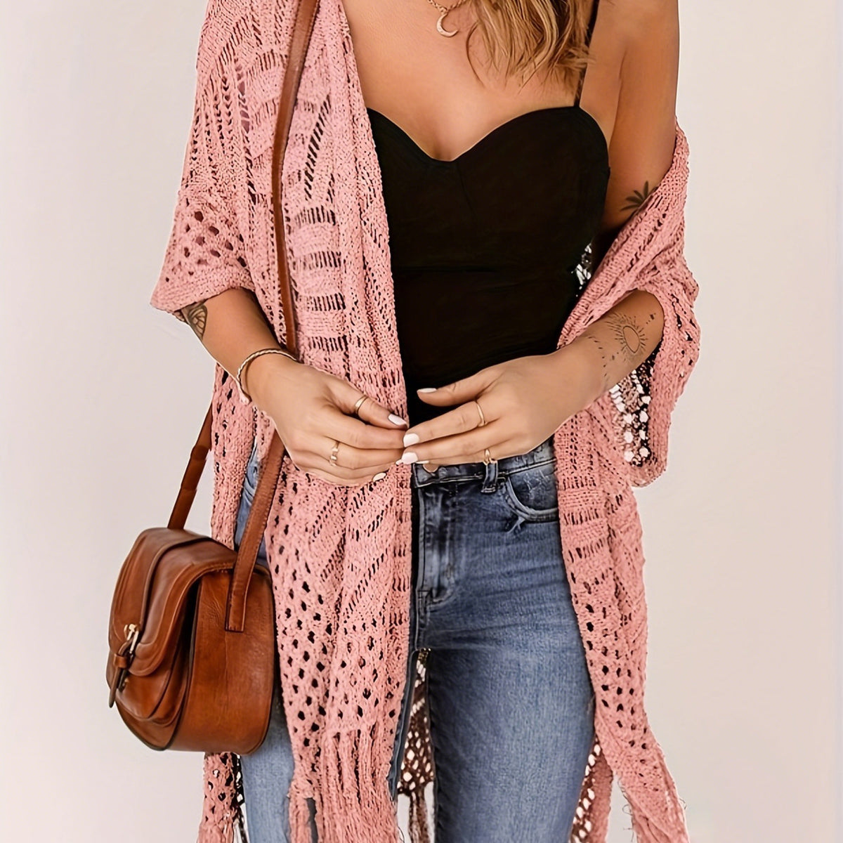 🔥 Limited-Time 49% OFF🏖️ Women's Boho Crochet Fringe Cardigan 🌿 Lightweight Summer Kimono