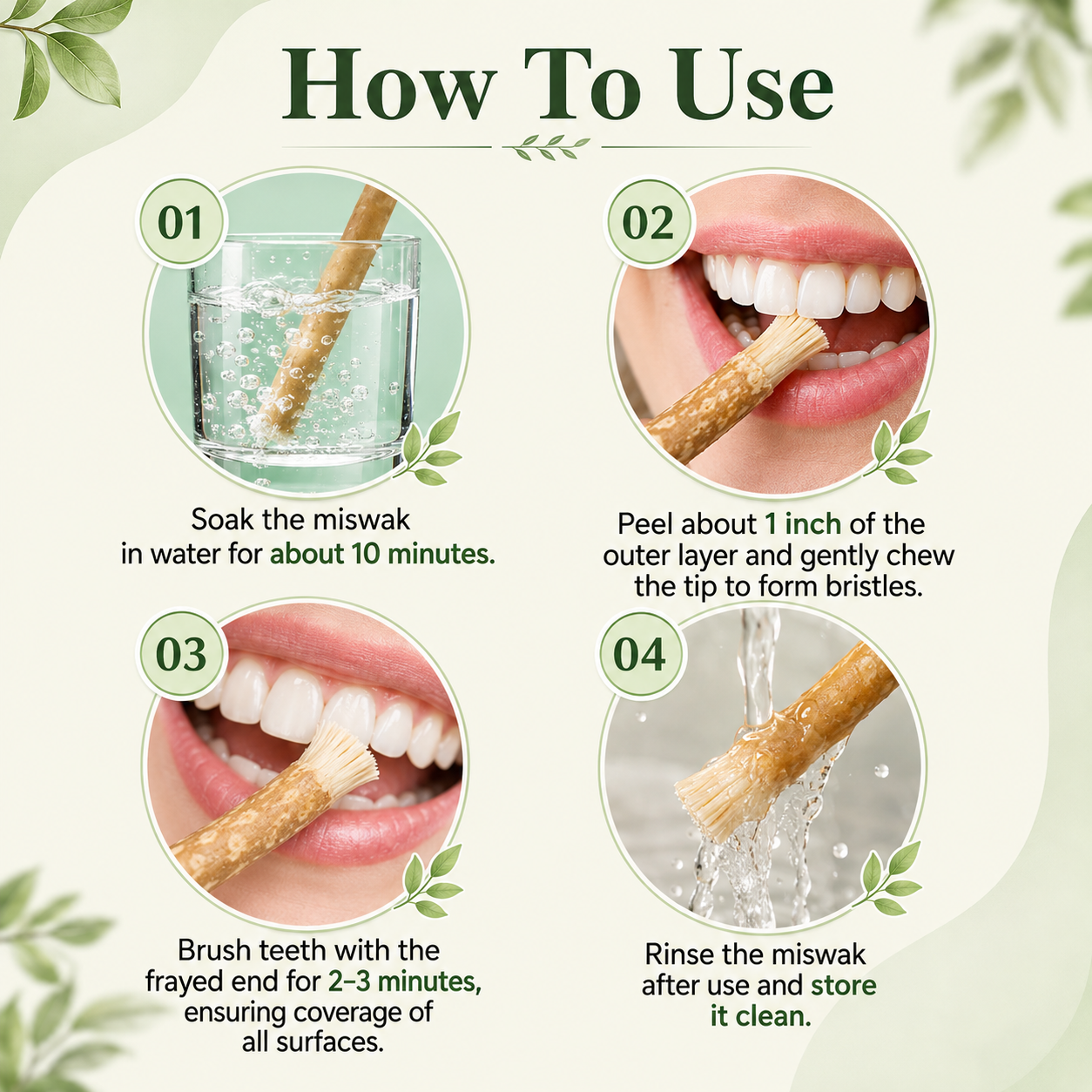 Natural Miswak Stick | Organic Toothbrush Alternative for Fresh Breath