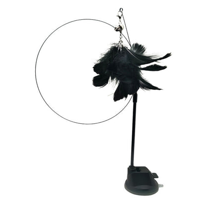 ⚡Best Seller🔥🐱Suction Cup Cat Toy Wand, Hands‑Free Interactive Feather Bird Teaser for Indoor Cats