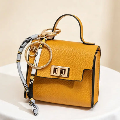 Hot Sales 🔥👜Mini Square Bag Pendant Keychain💕 - High Quality Leather with Colorful Strap