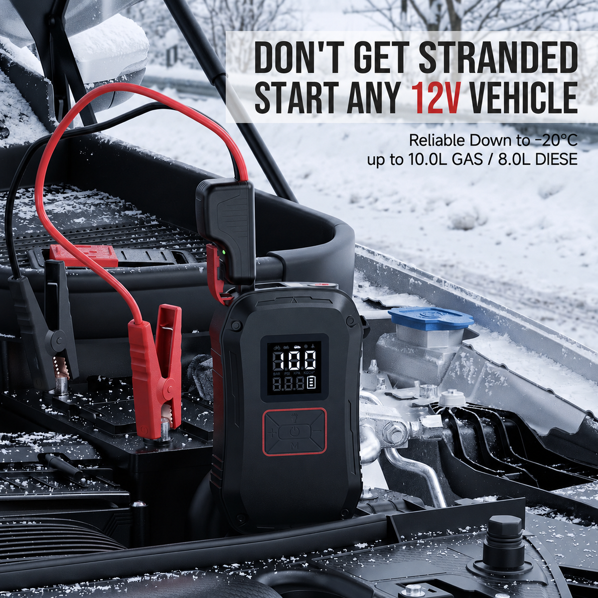 🔥 Limited-Time 49% OFF ⚡4000A Car Jump Starter with 150PSI Air Compressor — 4-in-1 Portable Power Bank & Emergency Light