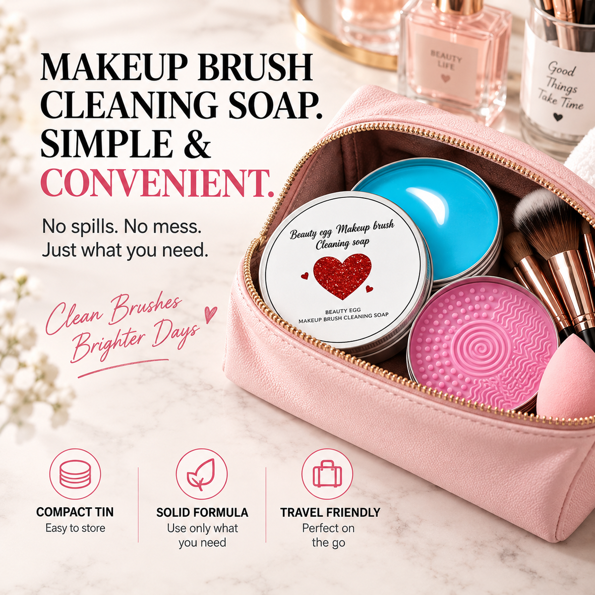 🔥 Limited-Time 49% OFF 🫧 Makeup Brush Cleaning Soap with Silicone Scrub Pad | 100g ✨