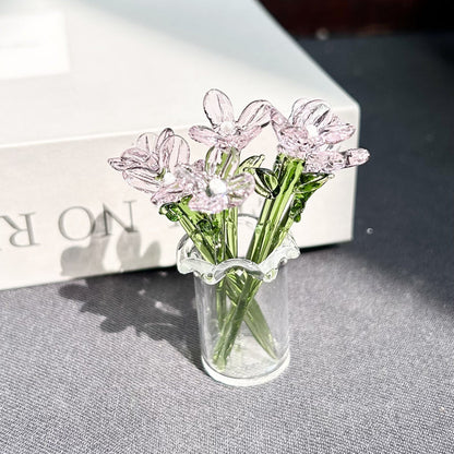 🏺 Handcrafted Mini Glass Flower Set | 7 Flowers & 1 Vase🌷 DIY Eternal Floral Desktop Ornament