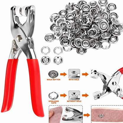 9.5mm Color Prong Snap Buttons Kit with Hand Press Pliers for Clothing DIY Crafts