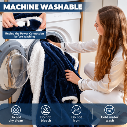 🛋️ Wearable Heated Blanket with Sleeves & Foot Pocket | Soft Sherpa Comfort