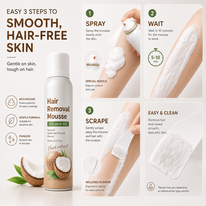 🔥LAST DAY 49% OFF🔥🥥 Hair Removal Mousse Set🌿Gentle Depilatory Foam for Sensitive Skin