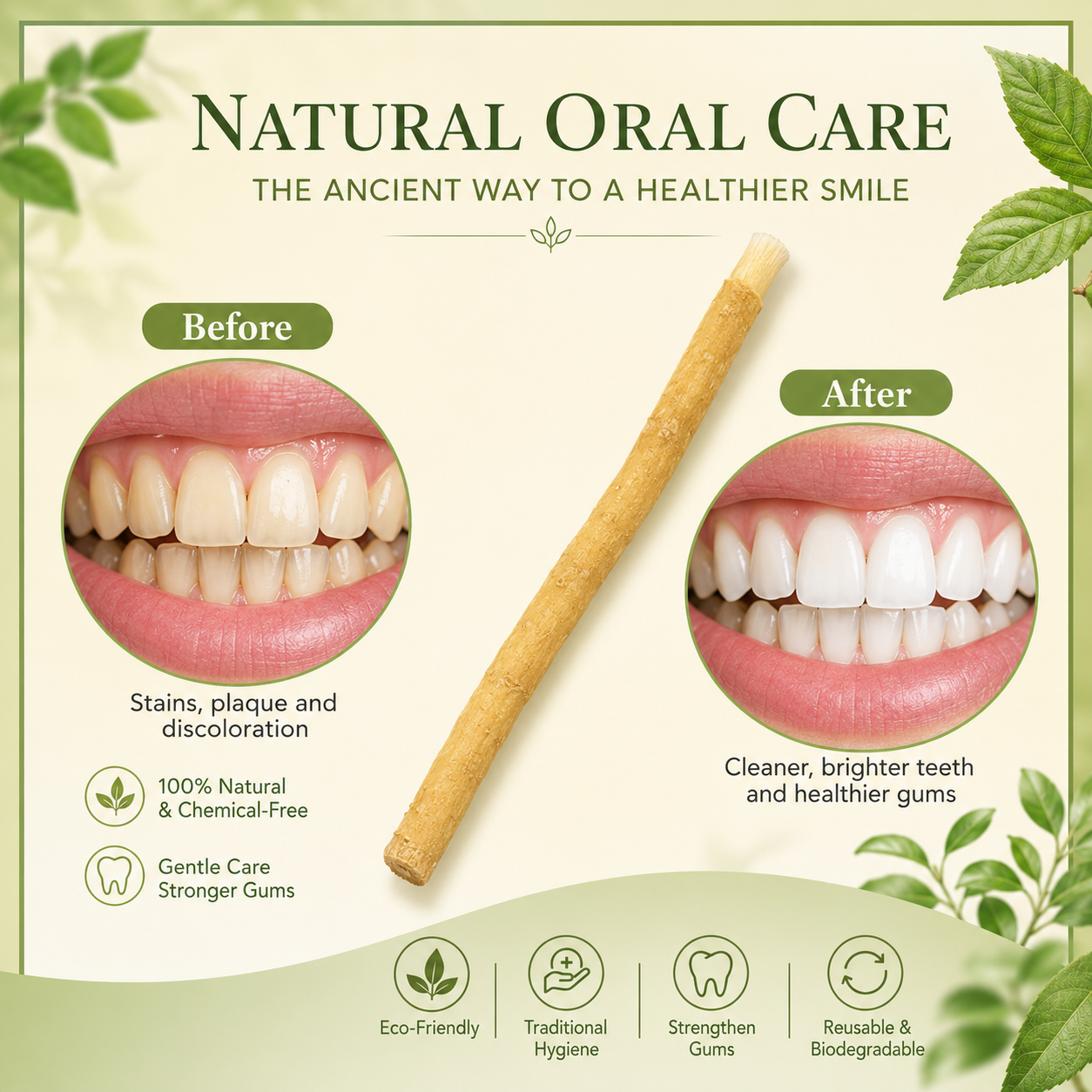 Natural Miswak Stick | Organic Toothbrush Alternative for Fresh Breath