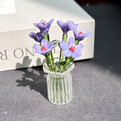 🏺 Handcrafted Mini Glass Flower Set | 7 Flowers & 1 Vase🌷 DIY Eternal Floral Desktop Ornament