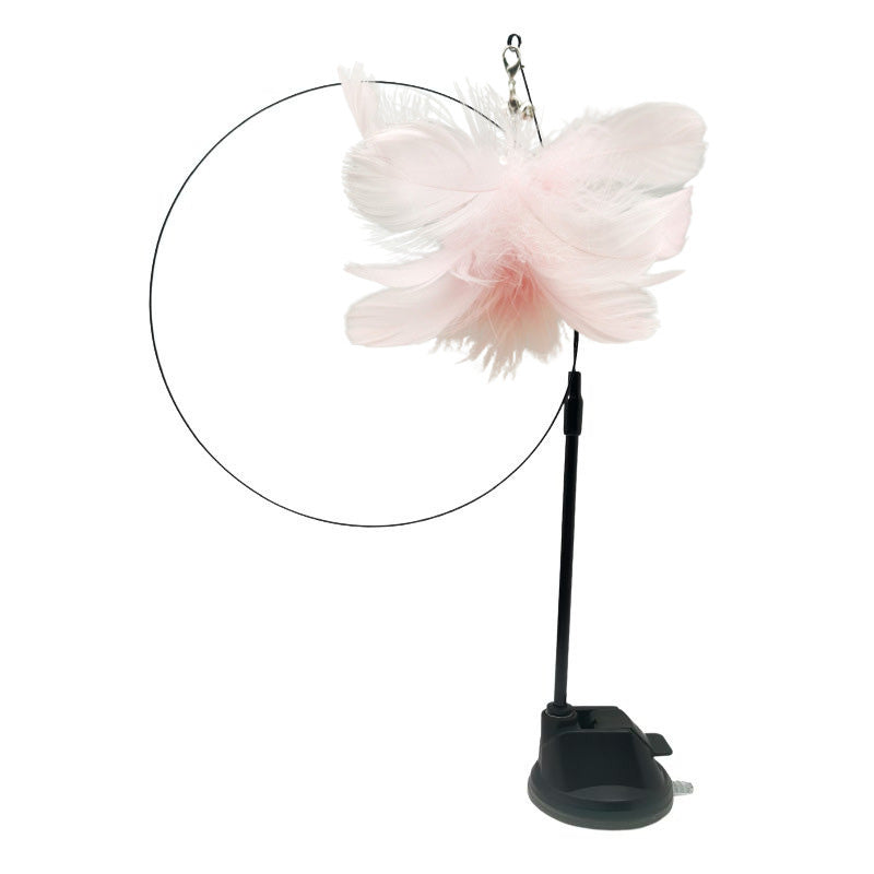 ⚡Best Seller🔥🐱Suction Cup Cat Toy Wand, Hands‑Free Interactive Feather Bird Teaser for Indoor Cats