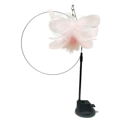 ⚡Best Seller🔥🐱Suction Cup Cat Toy Wand, Hands‑Free Interactive Feather Bird Teaser for Indoor Cats