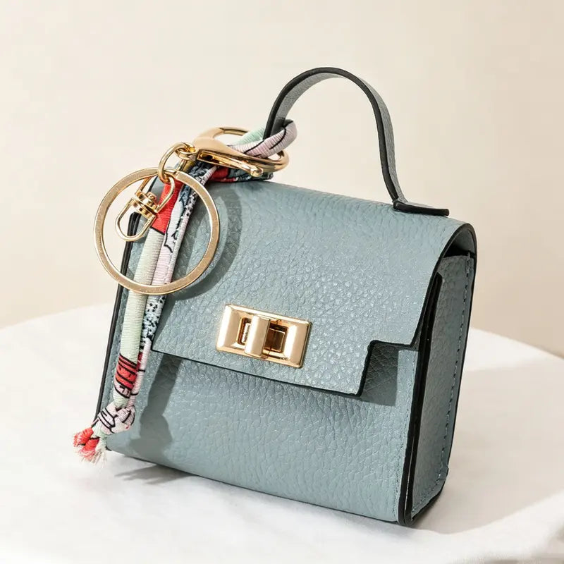 Hot Sales 🔥👜Mini Square Bag Pendant Keychain💕 - High Quality Leather with Colorful Strap
