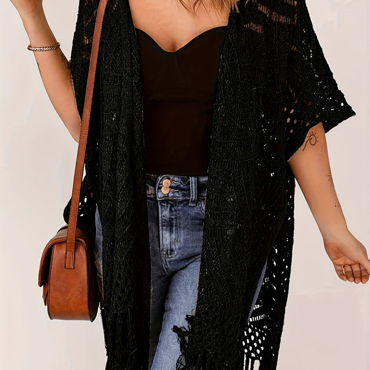 🔥 Limited-Time 49% OFF🏖️ Women's Boho Crochet Fringe Cardigan 🌿 Lightweight Summer Kimono