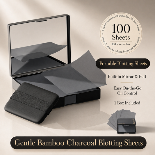 🪞2-in-1 Oil Blotting Sheets with Mirror Puff Compact