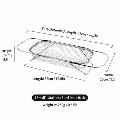 📢LAST DAY 49% OFF🔥🧺Expandable Over‑the‑Sink Stainless Steel Drain Basket 💦