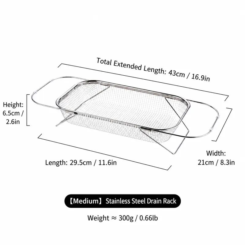 📢LAST DAY 49% OFF🔥🧺Expandable Over‑the‑Sink Stainless Steel Drain Basket 💦