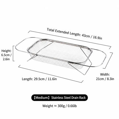 📢LAST DAY 49% OFF🔥🧺Expandable Over‑the‑Sink Stainless Steel Drain Basket 💦