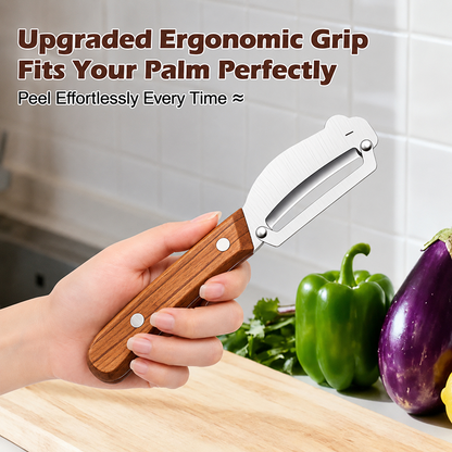 ✨Discounted Price ✨Multi-Functional Vegetable Peeler for Kitchen, Ultra-Sharp Stainless Steel Blade with Wooden Handle and Bottle Opener (2 Pcs)