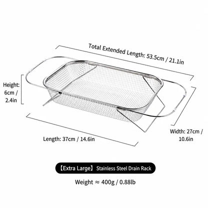 📢LAST DAY 49% OFF🔥🧺Expandable Over‑the‑Sink Stainless Steel Drain Basket 💦