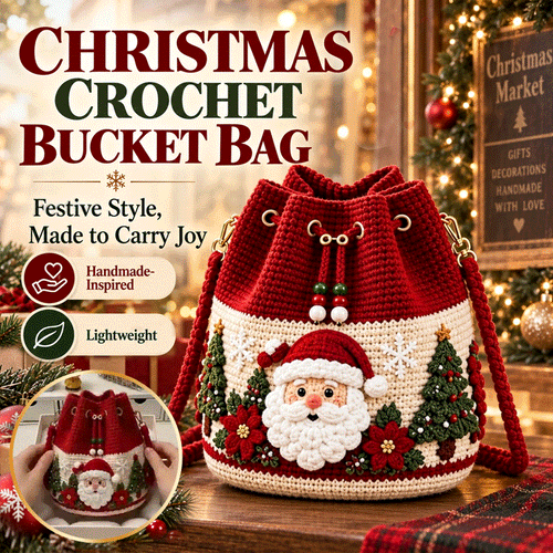 🎄3D Christmas Crochet Bucket Bag