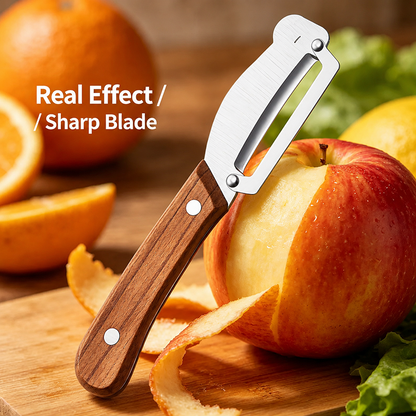✨Discounted Price ✨Multi-Functional Vegetable Peeler for Kitchen, Ultra-Sharp Stainless Steel Blade with Wooden Handle and Bottle Opener (2 Pcs)