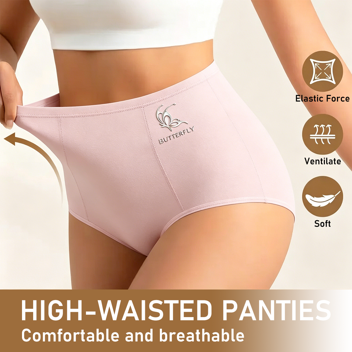 Women's High-Waisted Cotton Underwear - S-XXL