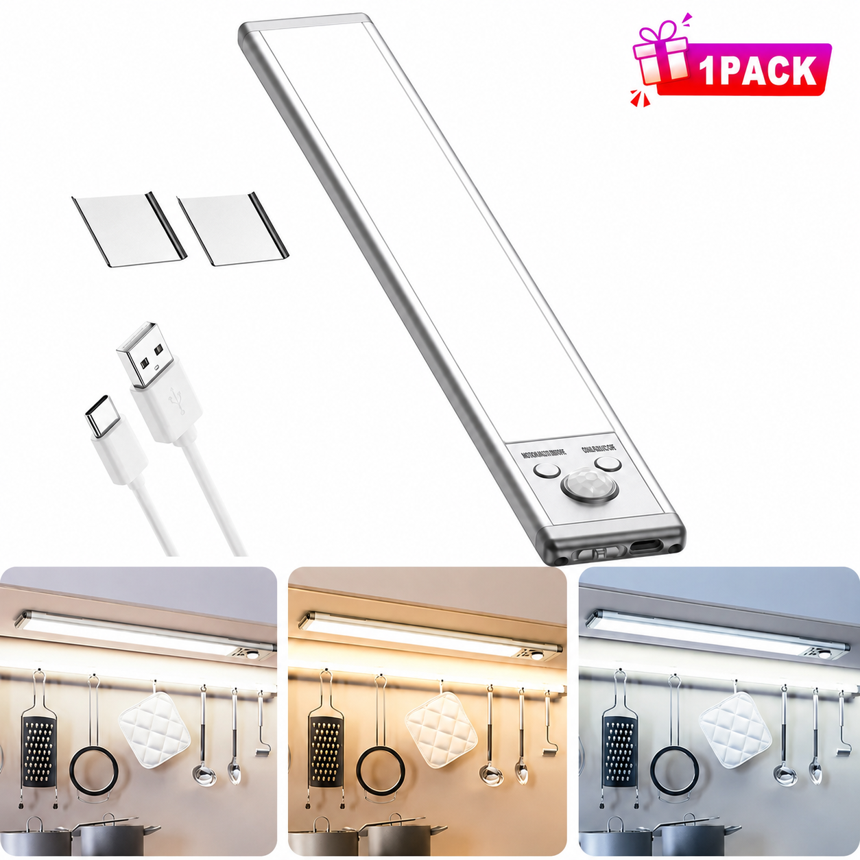 💡Long Standby Motion Sensor LED Cabinet Light- Dimmable & Rechargeable