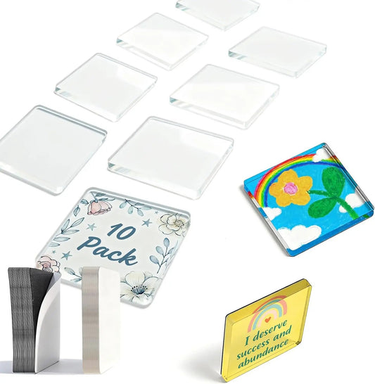 🔥Limited-Time 50% OFF✂🎞 2" x 2" Clear Acrylic DIY Fridge Magnet Set with Adhesive Backing – Square Magnetic Photo Frames with Stunning 3D Effect 💕
