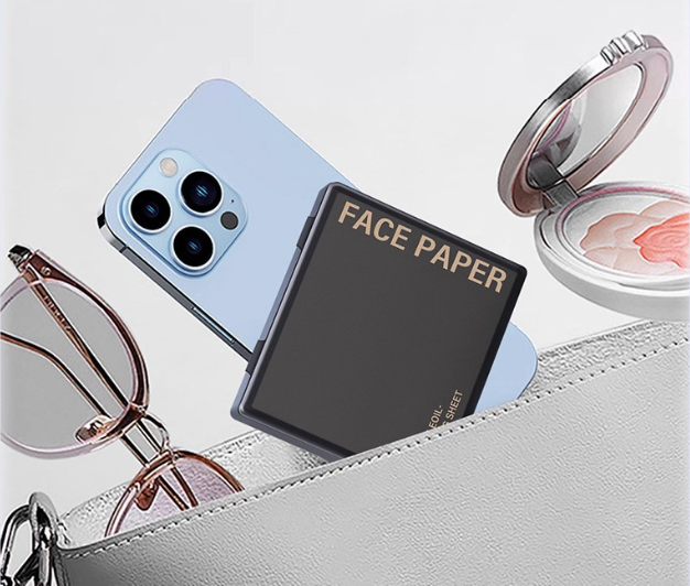 🪞2-in-1 Oil Blotting Sheets with Mirror Puff Compact