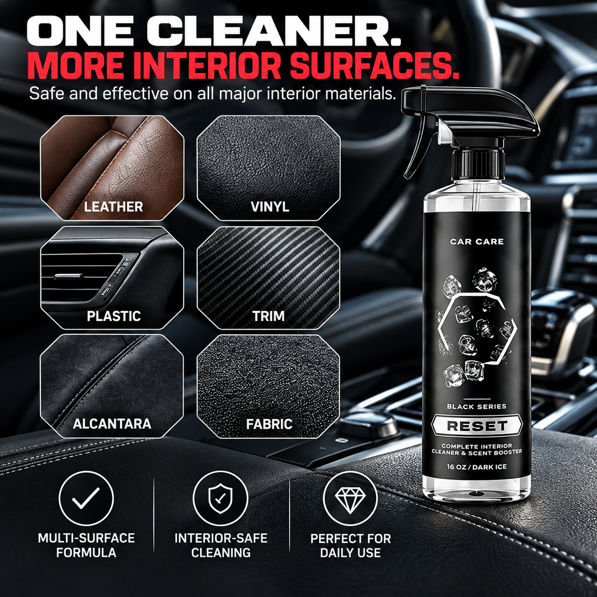 🔥 Limited-Time 49% OFF🚗Car Interior Cleaner & Scent Booster | 🧼Matte Dashboard Cleaner Spray