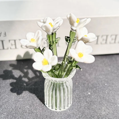 🏺 Handcrafted Mini Glass Flower Set | 7 Flowers & 1 Vase🌷 DIY Eternal Floral Desktop Ornament