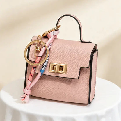 Hot Sales 🔥👜Mini Square Bag Pendant Keychain💕 - High Quality Leather with Colorful Strap