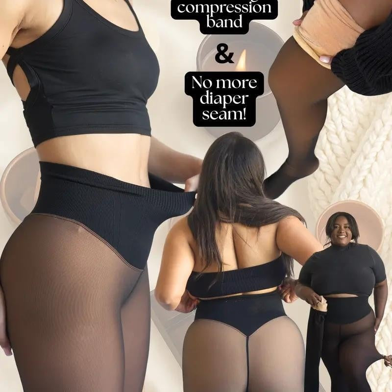 💕49％OFF🔥Fleece Lined Tights | Thermal Sheer Tights High Waist Tummy Control Winter Tights