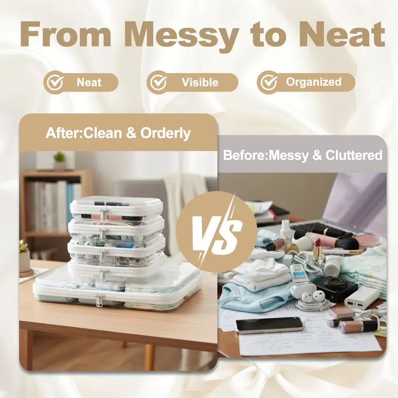 🔥 Limited-Time 49% OFF 🧳 Clear Hard Shell Packing Cubes | 💧 Waterproof PET Travel Organizer Bags
