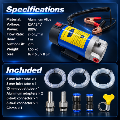 🔥LAST DAY 49% OFF🛢️ 12V/24V Electric Oil Extractor Pump | ⚡ Self-Priming Engine Oil Change Pump
