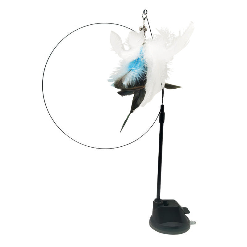 ⚡Best Seller🔥🐱Suction Cup Cat Toy Wand, Hands‑Free Interactive Feather Bird Teaser for Indoor Cats