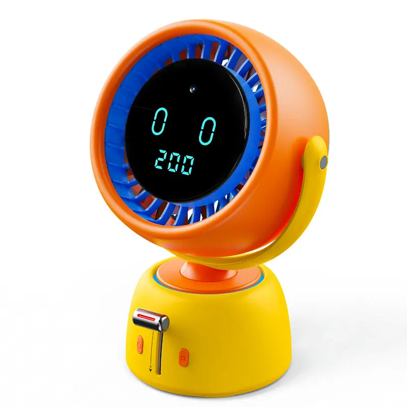 🌀Smart Head Tracking Fan ✨ Rechargeable 200-Speed Personal Cooling Fan with Ambient Light