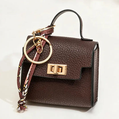 Hot Sales 🔥👜Mini Square Bag Pendant Keychain💕 - High Quality Leather with Colorful Strap