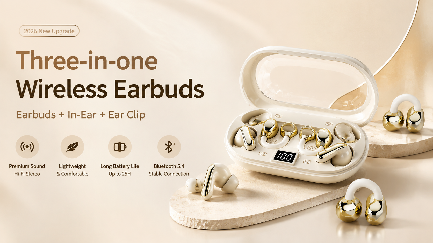 3-in-1 Multi-Style Wireless Earbuds
